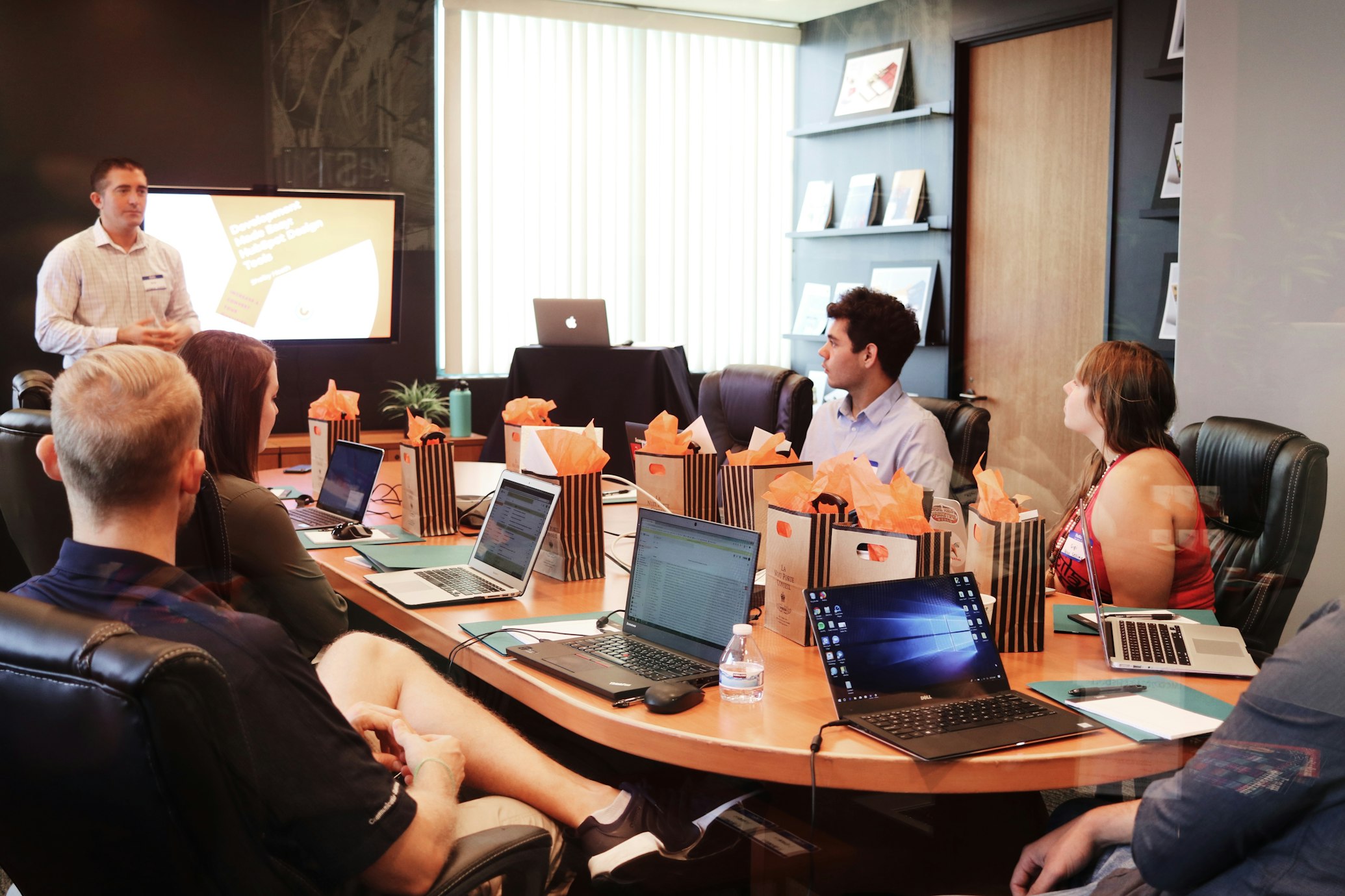 Professional team collaborating on AI strategy